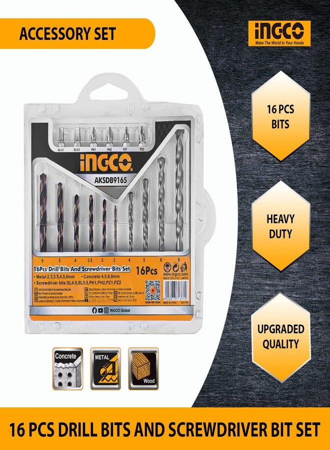 Ingco 16PCS Drill Bits Set & Screwdriver Bits Set (AKSDB9165) - Image 2